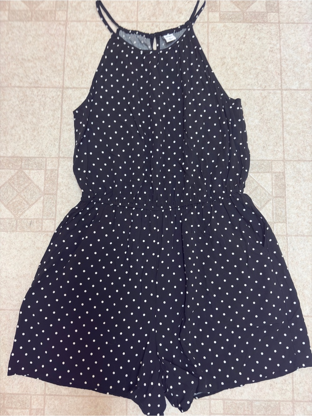 Old Navy Black & White Polka Dot Halter Romper Women’s Small Festival Wear - Picture 2 of 7